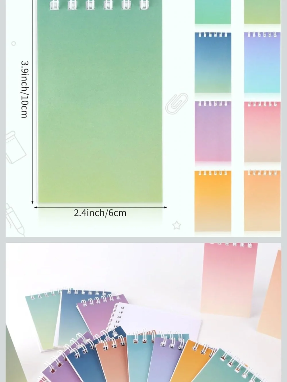 Ombre Mini Spiral Notebooks - Pastel, To Do Notes, Reminders- Burning man favors